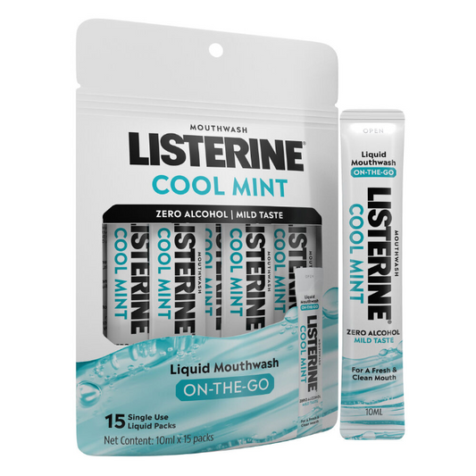 Listerine Liquid Mouthwash On-The-Go Cool Mint 10mL x 15 Sachets