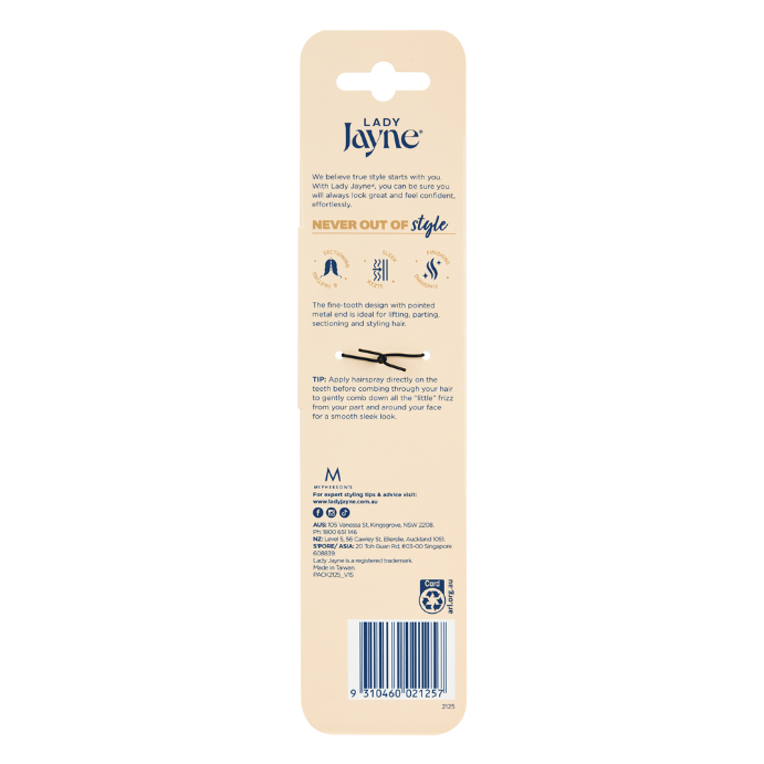 Lady Jayne Comb Metal Tail Pk1