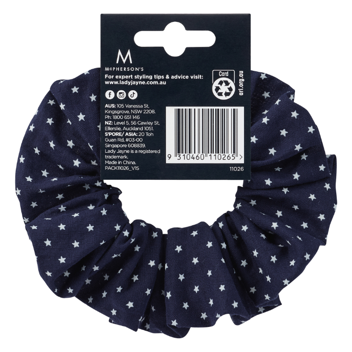 Lady Jayne Satin Scrunhie 1 Pack Assorted