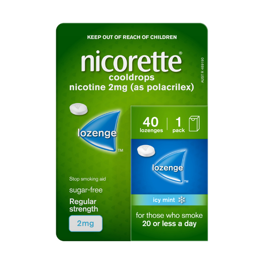 Nicorette Cooldrops Nicotine 2mg Icy Mint Regular Strength 40 Lozenges