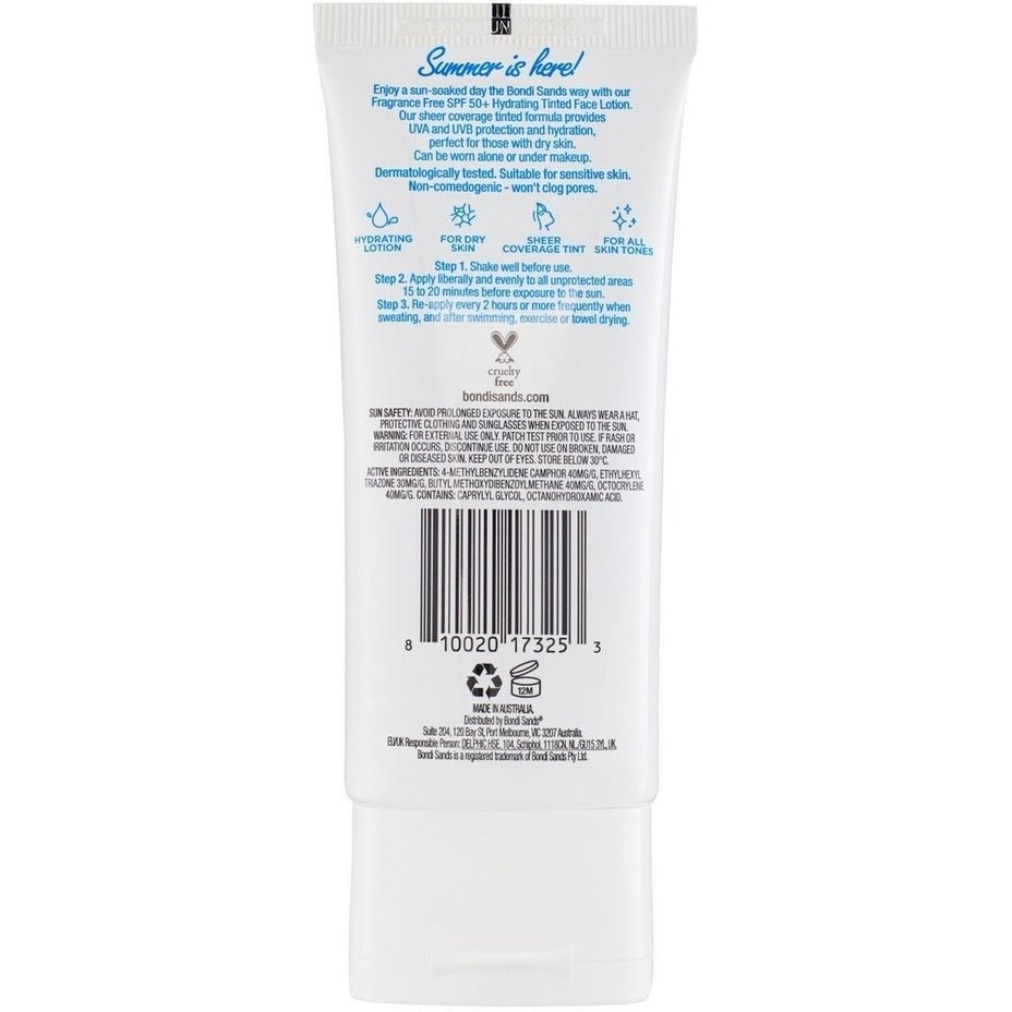Bondi Sands SPF 50+ Fragrance Free Hydrating Tinted Face Lotion 75ml - Cutprice Online