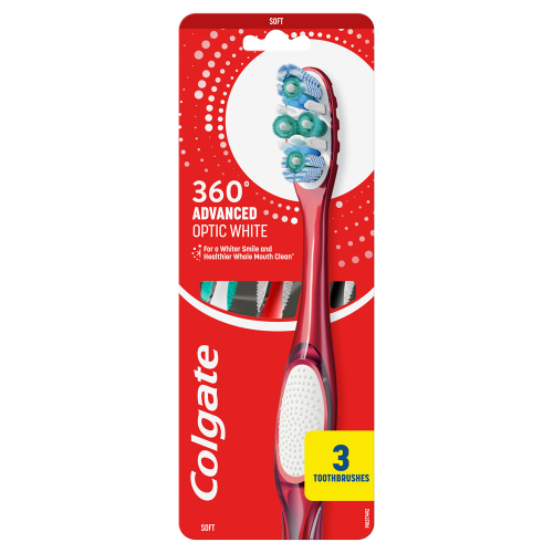 Colgate 360 Advanced Optic White Toothbrush Soft 3 Pack