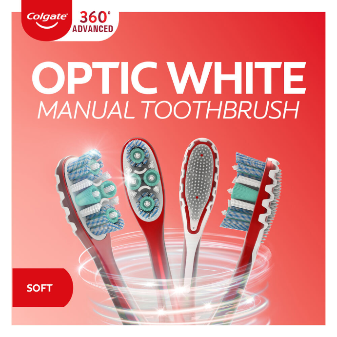 Colgate 360 Advanced Optic White Toothbrush Soft 3 Pack
