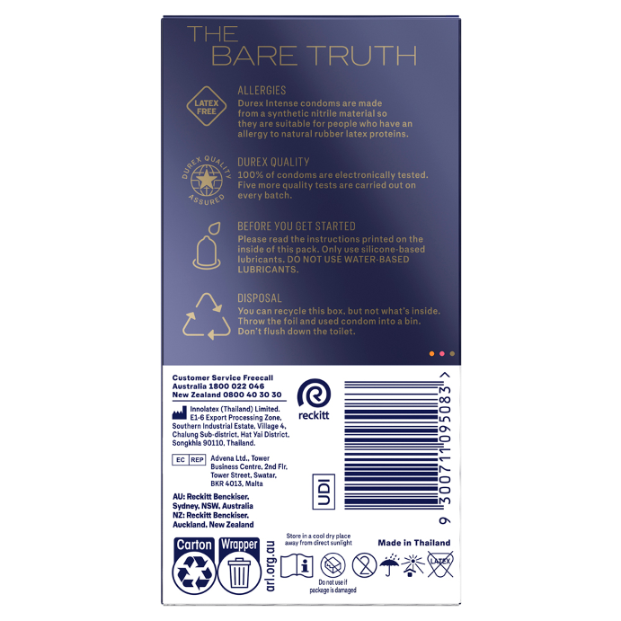 Durex Intense Regular 10 Latex-Free Condoms