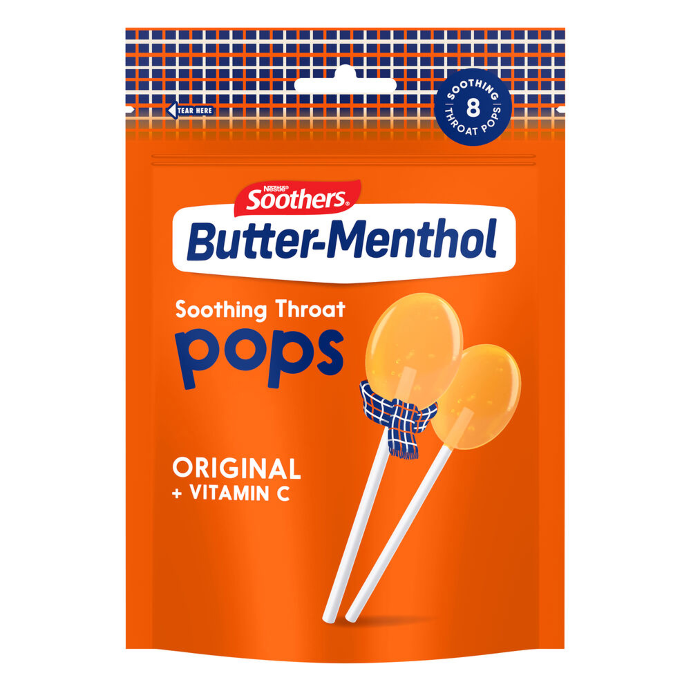 Soothers Butter Menthol Confectionery Soothing Throat Pops 40g
