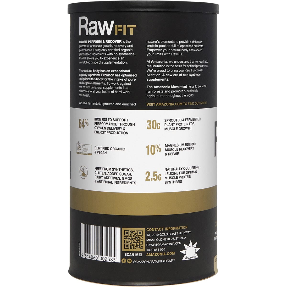 Amazonia Rawfit Plant Protein Perform & Recover Creamy Vanilla 500g AMAZONIA
