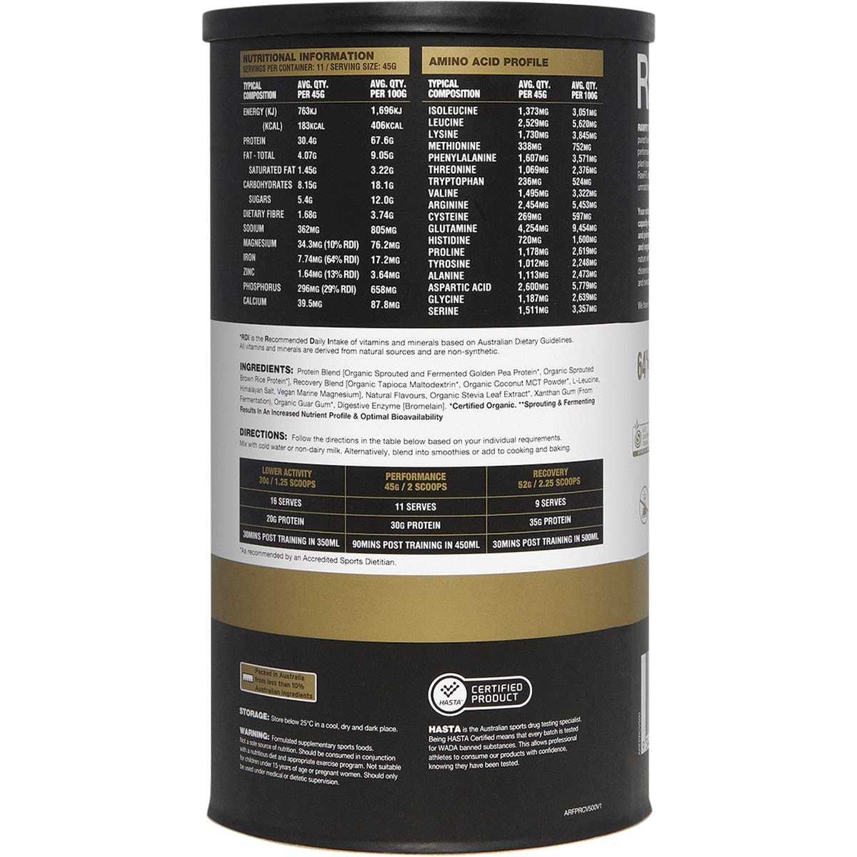 Amazonia Rawfit Plant Protein Perform & Recover Creamy Vanilla 500g AMAZONIA