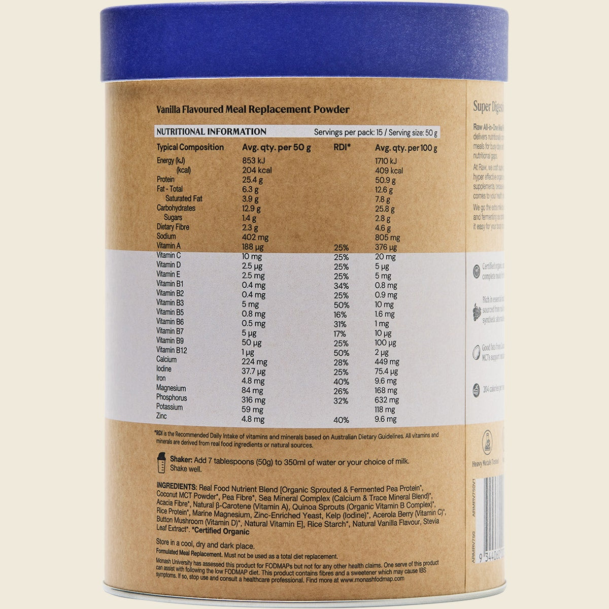 Amazonia Raw All-In-One Meal Replacement Vanilla Creme 750g