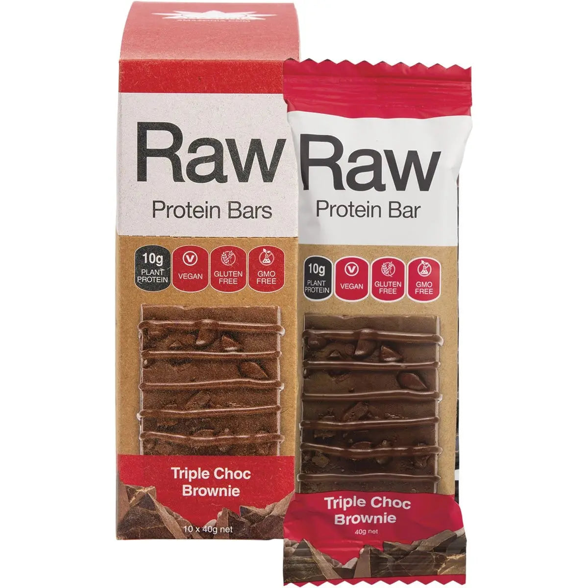 Amazonia Raw Protein Bar Triple Choc Brownie 10x40g AMAZONIA
