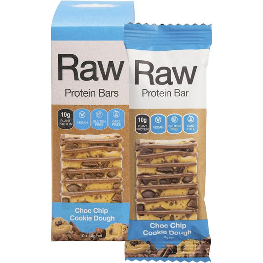 Amazonia Raw Protein Bar Choc Chip Cookie Dough 10x40g AMAZONIA