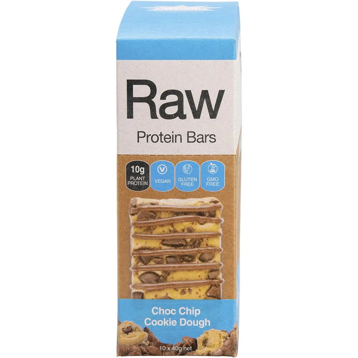 Amazonia Raw Protein Bar Choc Chip Cookie Dough 10x40g AMAZONIA