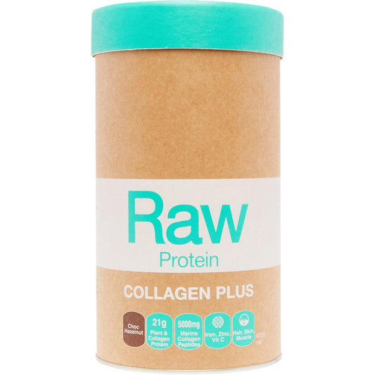 Amazonia Raw Protein Collagen Plus Choc Hazelnut 450g AMAZONIA