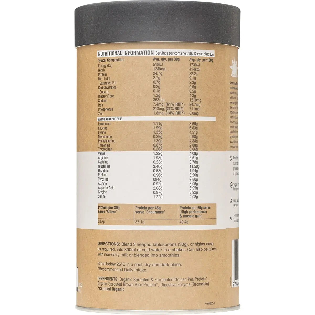 Amazonia Raw Protein Isolate Natural 500g AMAZONIA
