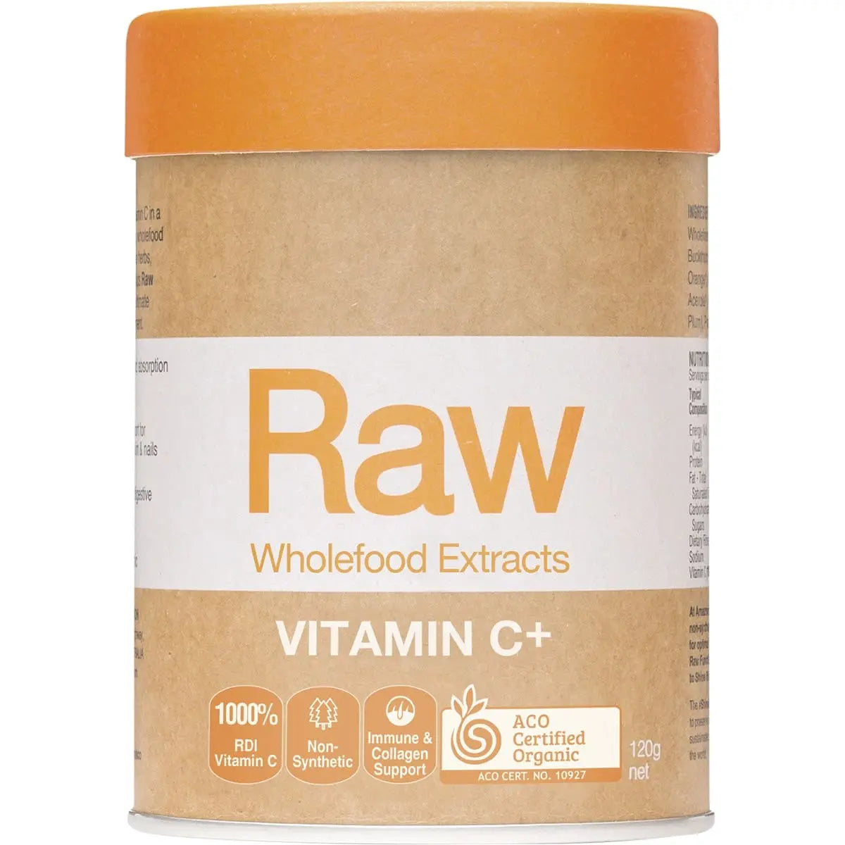Amazonia Raw Wholefood Extracts Vitamin C+ Passionfruit Flavour 120g AMAZONIA