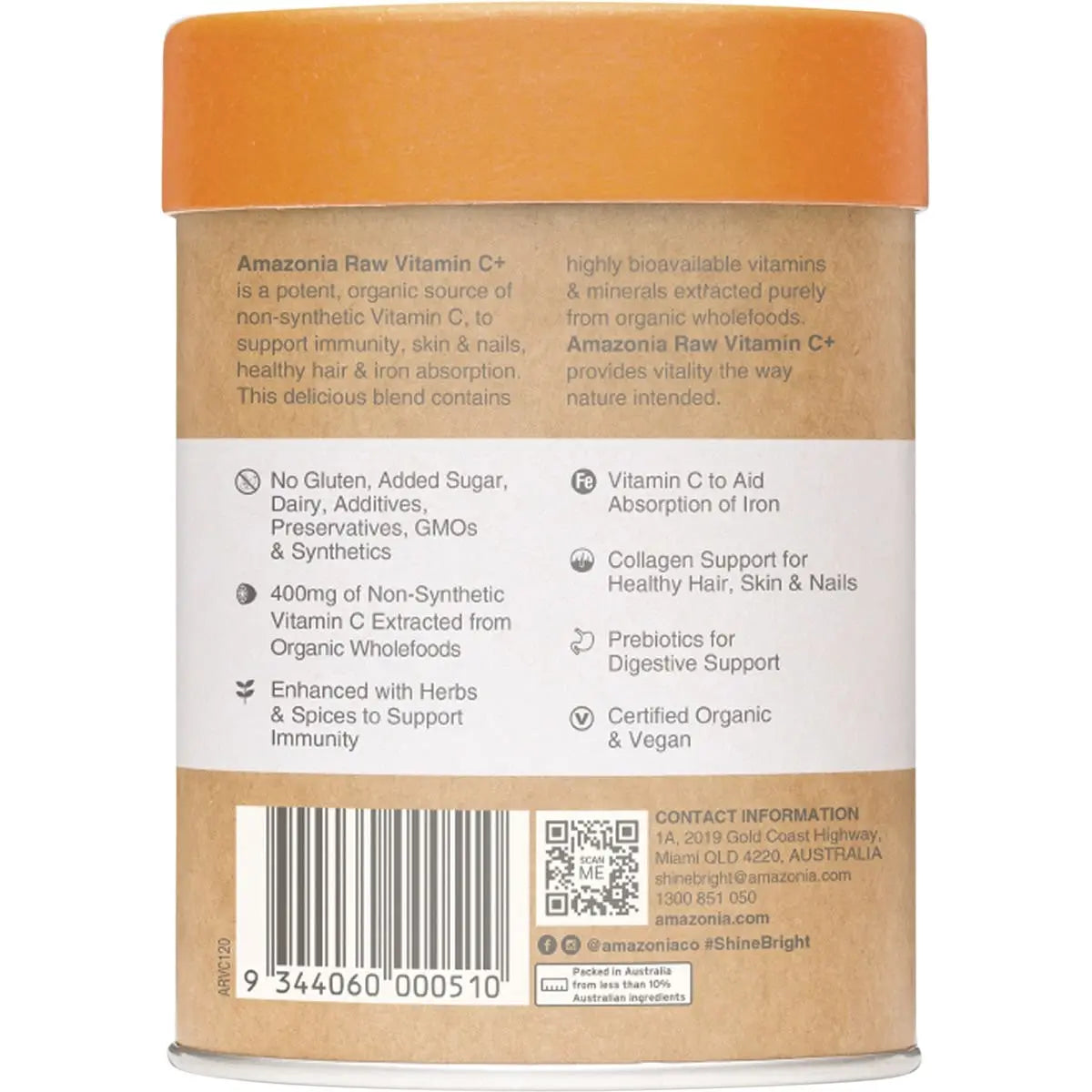 Amazonia Raw Wholefood Extracts Vitamin C+ Passionfruit Flavour 120g AMAZONIA