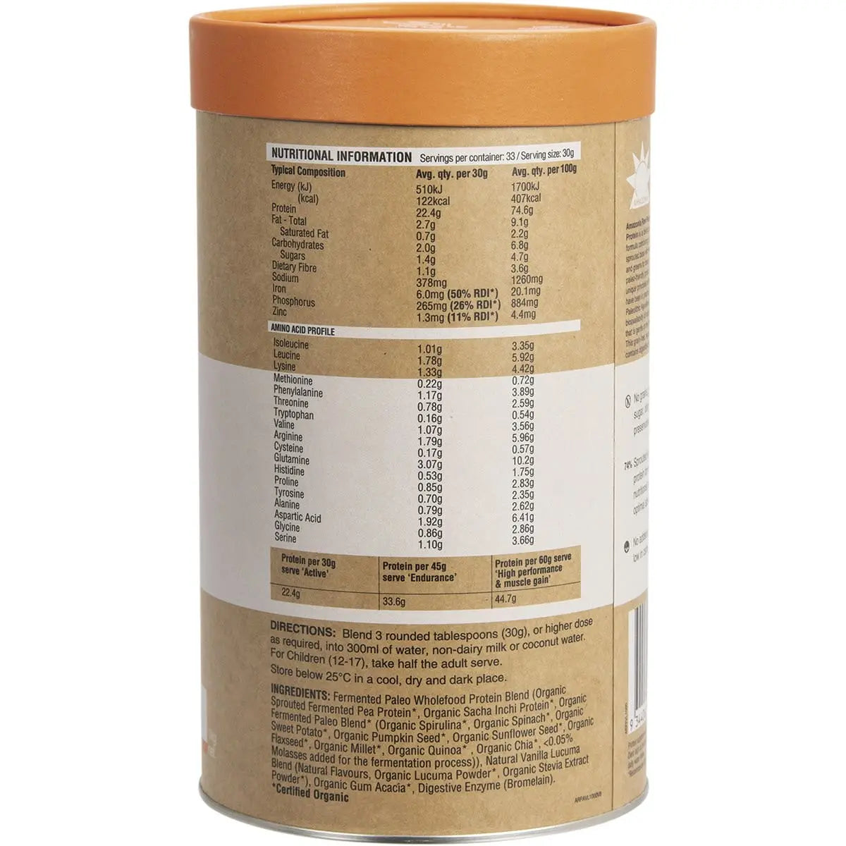 Amazonia Raw Protein Paleo Fermented Vanilla Lucuma 1kg AMAZONIA