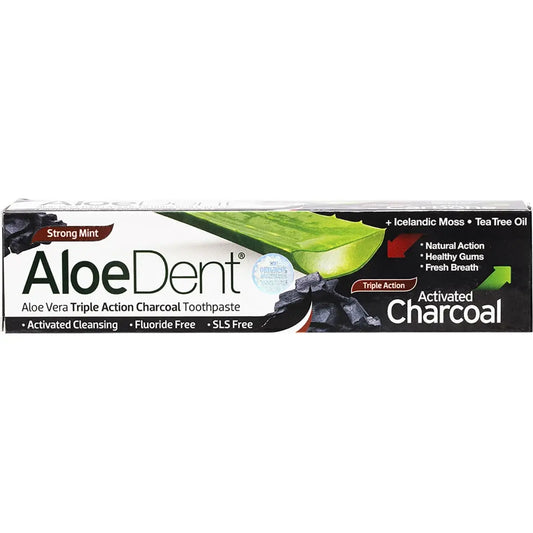 Aloe Dent Toothpaste - Fluoride Free Triple Action - Activated Charcoal 100ml ALOE DENT