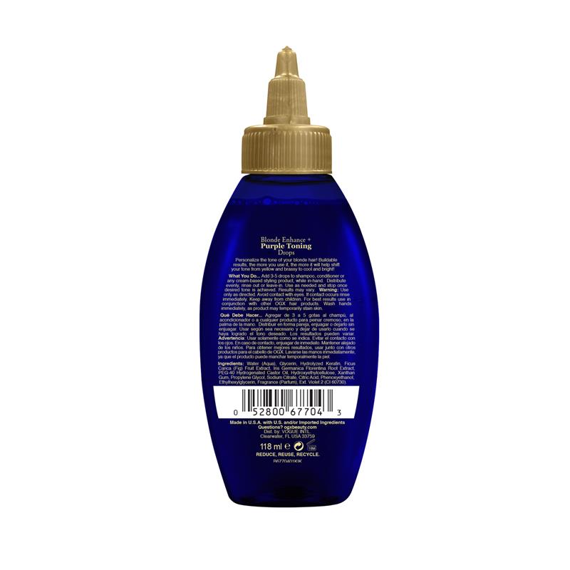Ogx Blonde Enhance + Purple Toning Drops For Blonde Coloured Hair 118mL - Cutprice Online