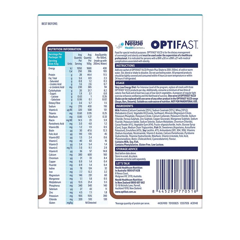 Optifast Protein Plus Shake Chocolate 63g x 10 Sachets - Cutprice Online