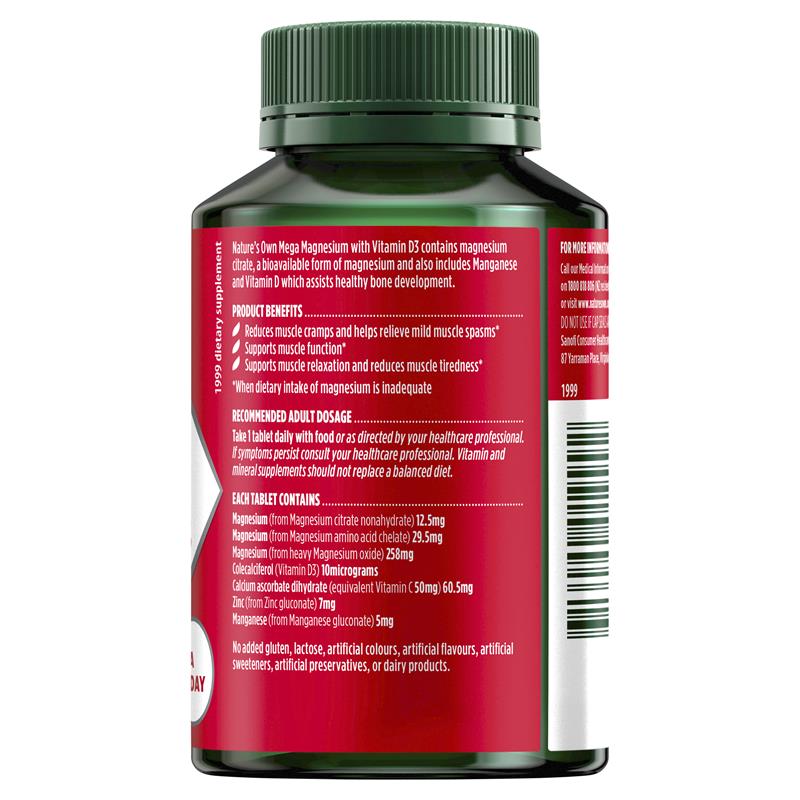 Natures Own Mega Magnesium With Vitamin D3 100 Tablets - Cutprice Online