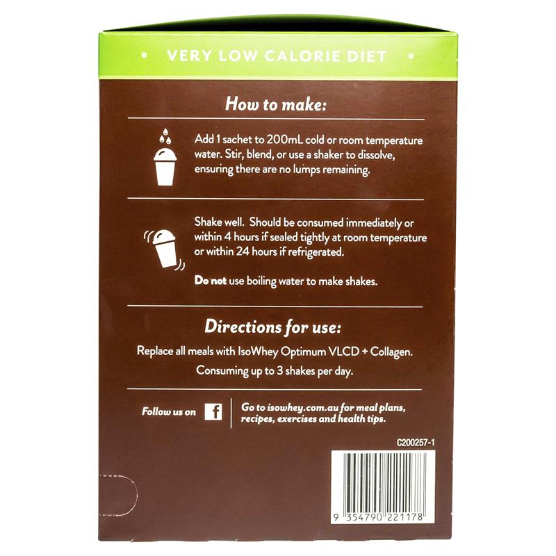 IsoWhey Optimum VLCD Shake + Collagen Chocolate Fudge 18 x 55g - Cutprice Online