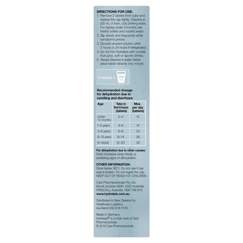 Hydralyte Electrolyte Effervescent Colour Free Lemonade 20 Tablets - Cutprice Online
