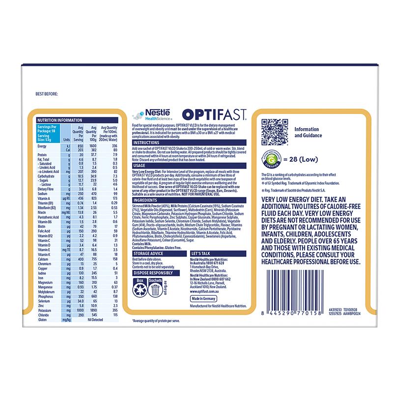 Optifast VLCD Shake Vanilla 18 x 53g - Cutprice Online
