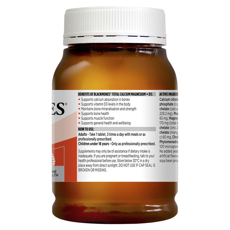 Blackmores Total Calcium & Magnesium + D3 200 Tablets - Cutprice Online