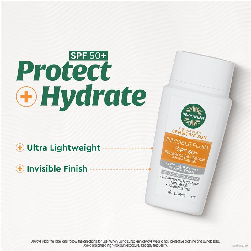 DermaVeen Sensitive Sun Invisible Fluid SPF50+ 50ml - Cutprice Online