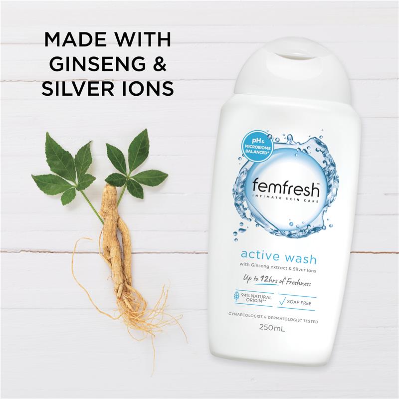 Femfresh Deodorising Active Wash with Ginseng Extract & Silver Ions 250mL - Cutprice Online