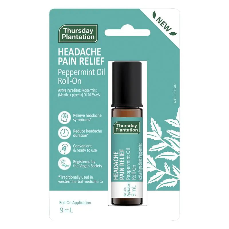 Thursday Plantation Peppermint Headache Pain Relief Roll On 9ml THURSDAY PLANTATION