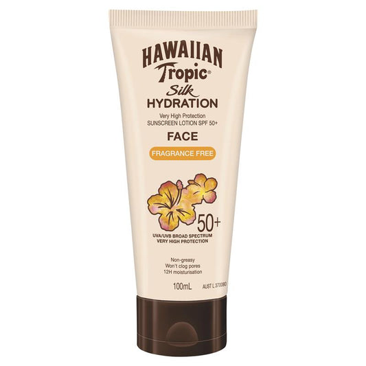Hawaiian Tropic SPF 50+ Silk Hydration Face Fragrance Free 100ml - Cutprice Online