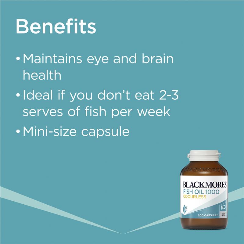 Blackmores Odourless Fish Oil 1000mg 200 Capsules - Cutprice Online