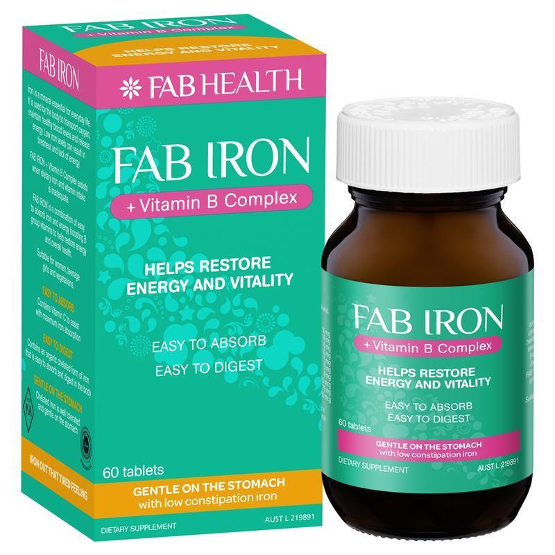 Fab Iron + Vitamin B Complx 60 Tablets - Cutprice Online
