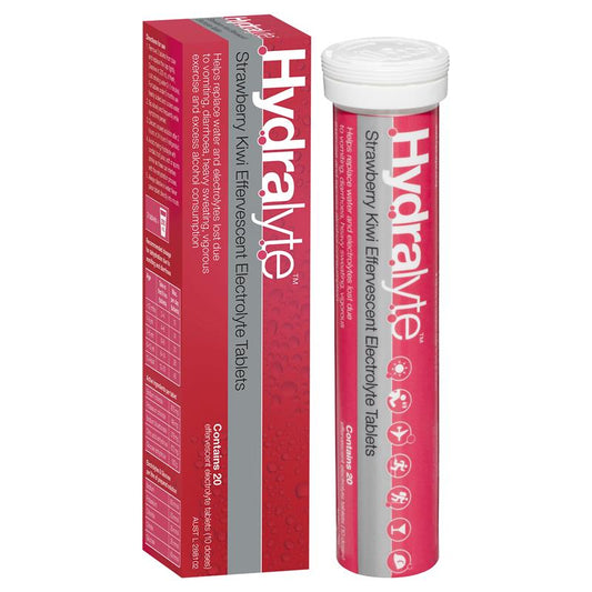 Hydralyte Electrolyte Effervescent Strawberry Kiwi 20 Tablets - Cutprice Online