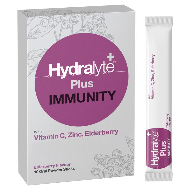 HYDRALYTE PLUS IMMUNITY ELDERBERRY 10 Sachets - Cutprice Online