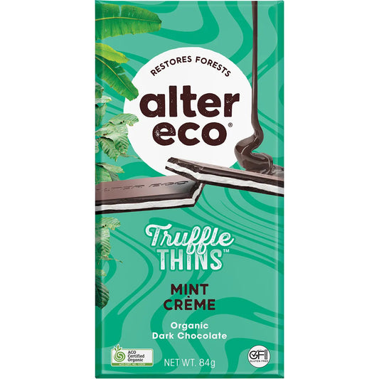 Alter Eco Chocolate Organic Mint Creme Dark Truffle Thins 12x84g ALTER ECO
