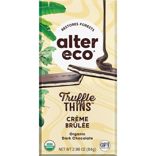Alter Eco Chocolate Organic Creme Brulee Dark Truffle Thins 12x84g - Cutprice Online