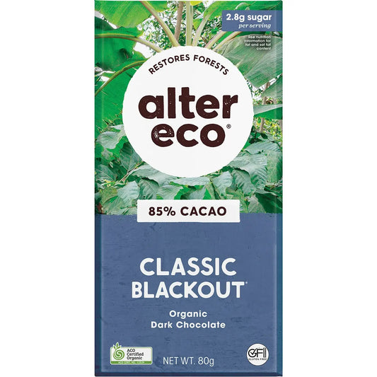 Alter Eco Chocolate (Organic) 85% Cacao Dark Blackout 80g 12 Pack ALTER ECO