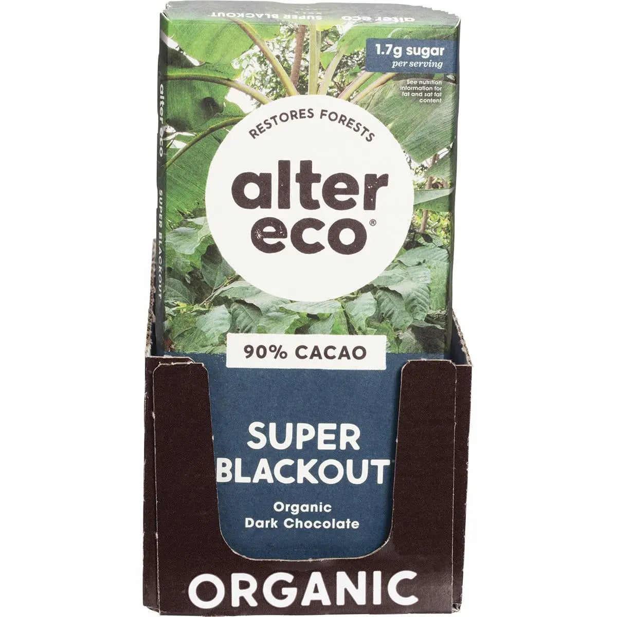 Alter Eco Chocolate Organic 90% Cacao Dark Super Blackout 12x75g ALTER ECO