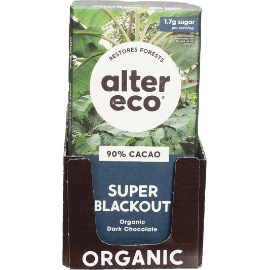Alter Eco Chocolate Organic 90% Cacao Dark Super Blackout 12x75g ALTER ECO