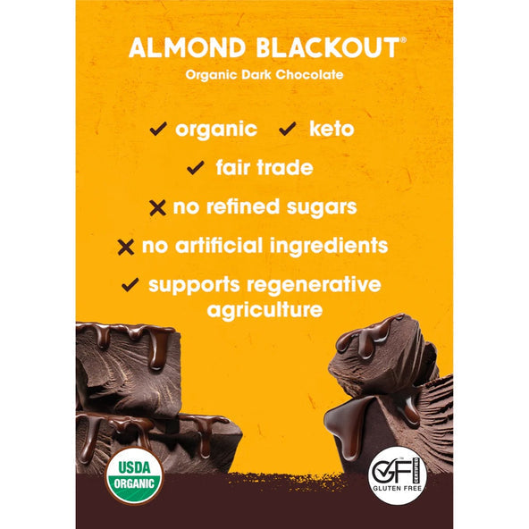 Alter Eco Chocolate Organic Dark Almonds Blackout 75g (Pack of 12) - Cutprice Online