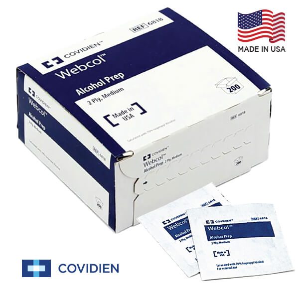 Webcol Skin Cleansing Alcohol Prep Swabs 2 Ply Box of 200