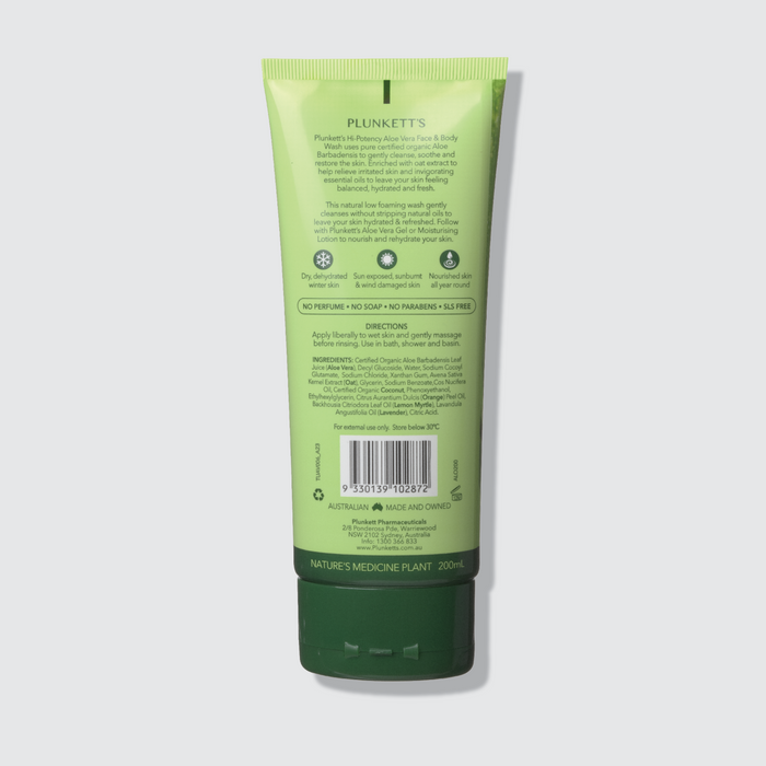 Plunkett's Hi-Potency Aloe Vera Face & Body Wash 200mL - Cutprice Online