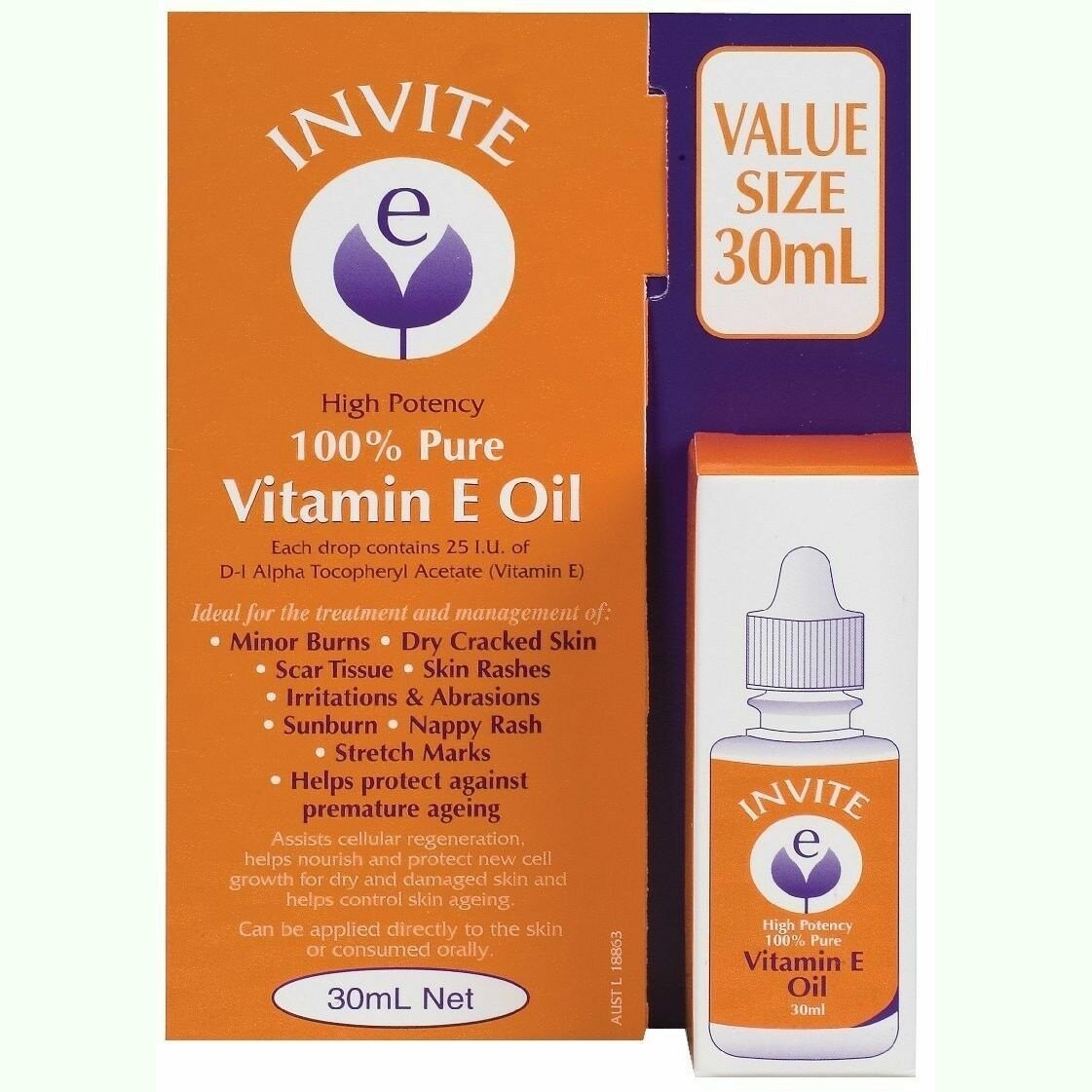 Invite E Vitamin E Pure Oil 30ml - Cutprice Online