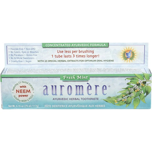 Auromere Toothpaste Ayurvedic Fresh Mint Fluoride Free 117g AUROMERE