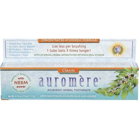 Auromere Toothpaste Ayurvedic Classic (Licorice) Fluoride Free 117g AUROMERE