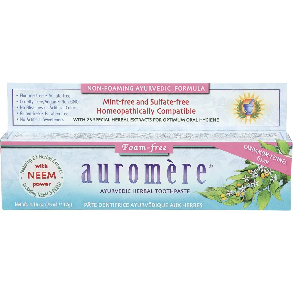 Auromere Toothpaste Ayurvedic Cardamom Fennel Fluoride Free 117g AUROMERE
