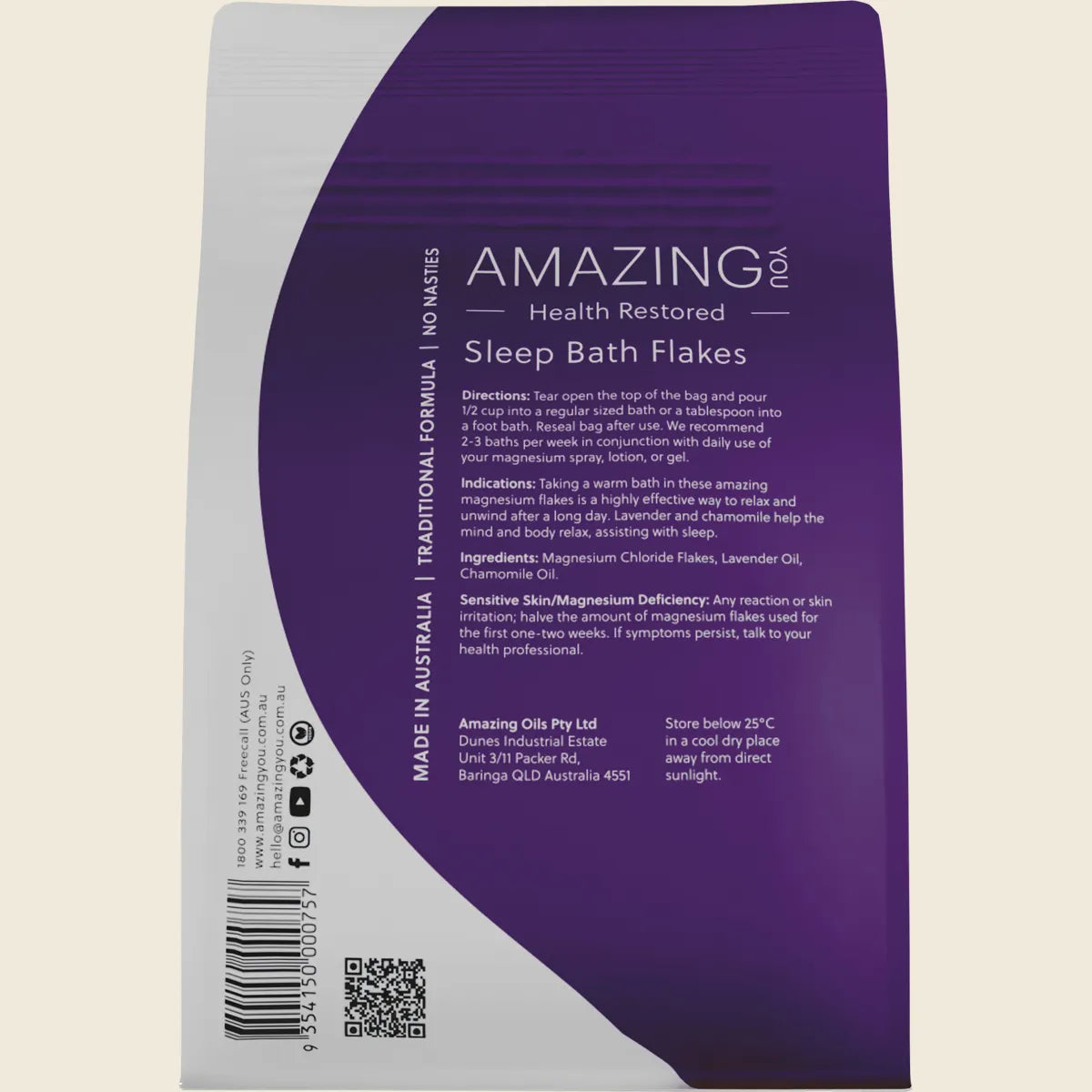 Amazing You Magnesium Sleep Bath Flakes With Lavender & Chamomile 800g