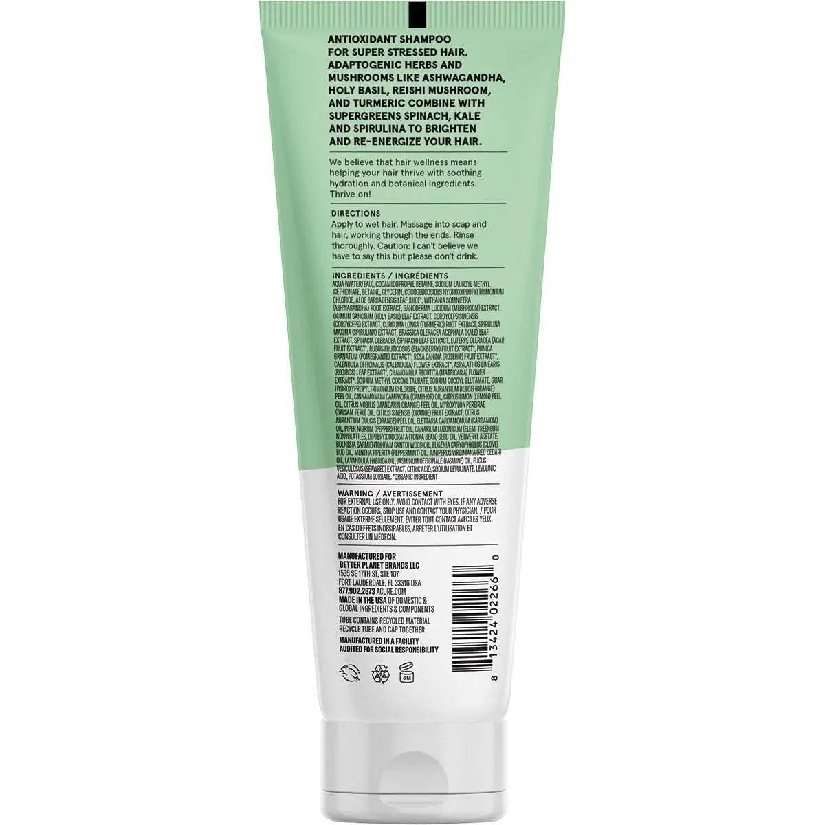 Acure Juice Cleanse S/greens & Adaptogens Shampoo 236ml ACURE